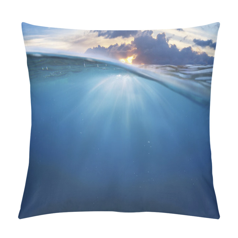 Personality   Blue Ocean Water With Sunset Sky Pillow Covers