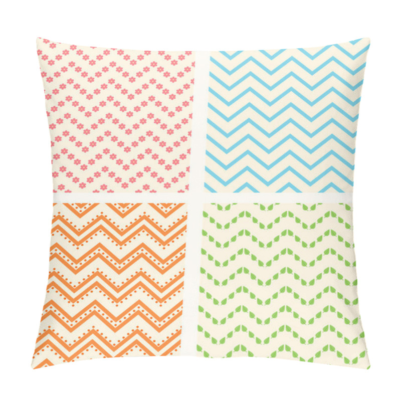 Personality  Set Of Retro Zig Zag Seamless Backgrounds Pillow Covers