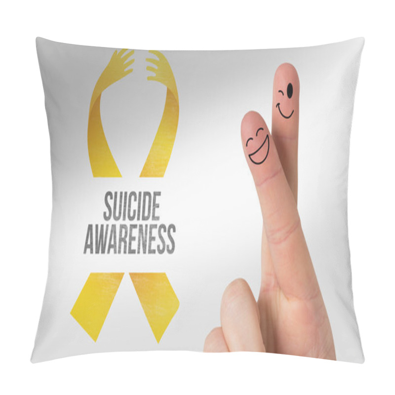 Personality  Composite Image Of Fingers Smiling Pillow Covers