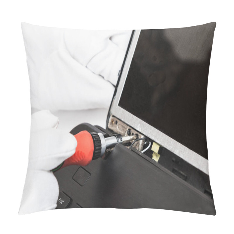 Personality  Serviceman In White Gloves Fixes LCD Screen Pillow Covers