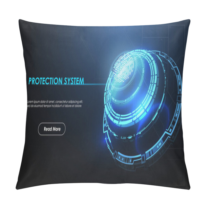 Personality  Digital Futuristic User Interfaces, HUD For App And Web. Abstract Technology Ui Futuristic Concept Hud Interface Hologram With Id Fingerprint. Pillow Covers