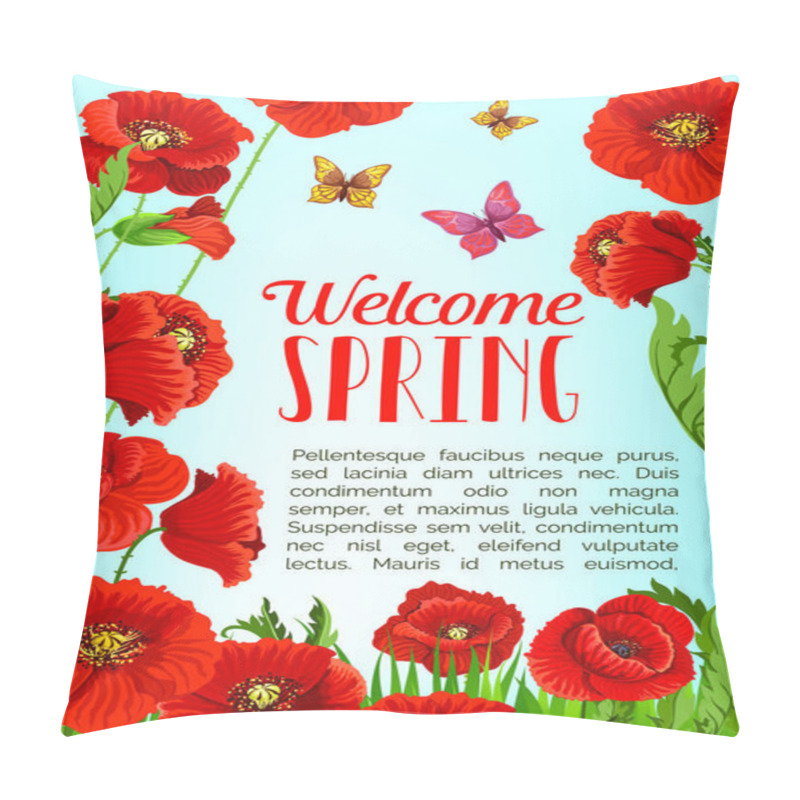 Personality  Vector Poster Of Flowers And Welcome Spring Quotes Pillow Covers