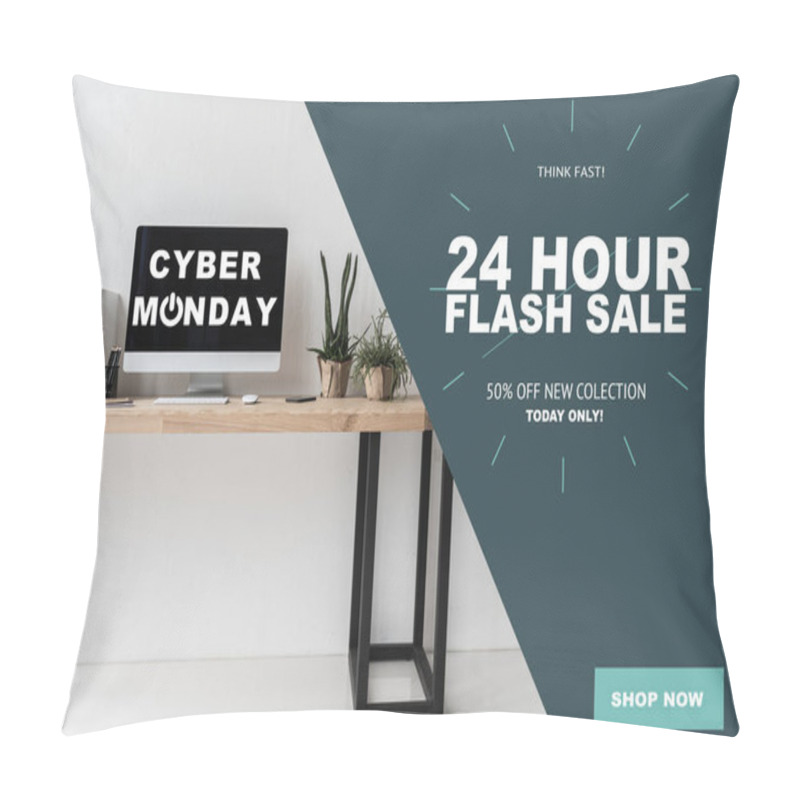 Personality  Workplace With Computer In Modern Office Pillow Covers