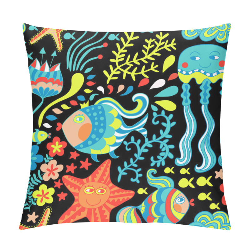 Personality  Cartoon Set With Sea Live, Set. Copy That Square To The Side An Pillow Covers