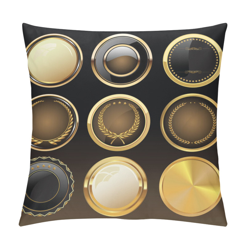 Personality  Vector Badges Of Gold And Black Seal Set Pillow Covers