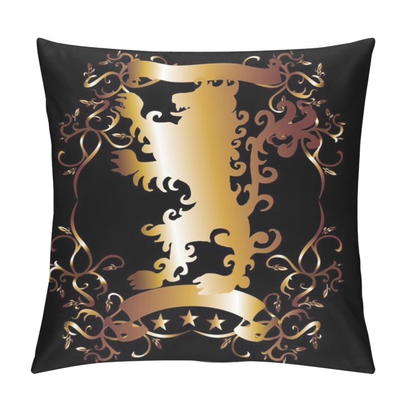 Personality  Golden Eagle Frame And Shield Vector Art Pillow Covers