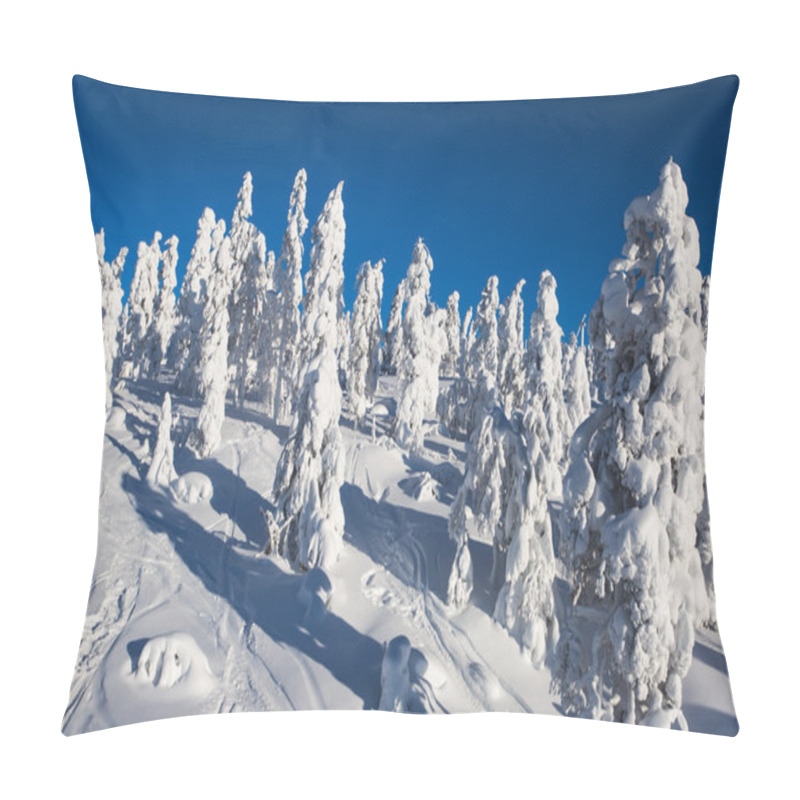 Personality  Beautiful Cold Mountain View Of Ski Resort, Sunny Winter Day With Slope, Piste And Ski Lift Pillow Covers