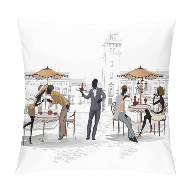 Personality  Series Of Street Cafes In The Old City Pillow Covers