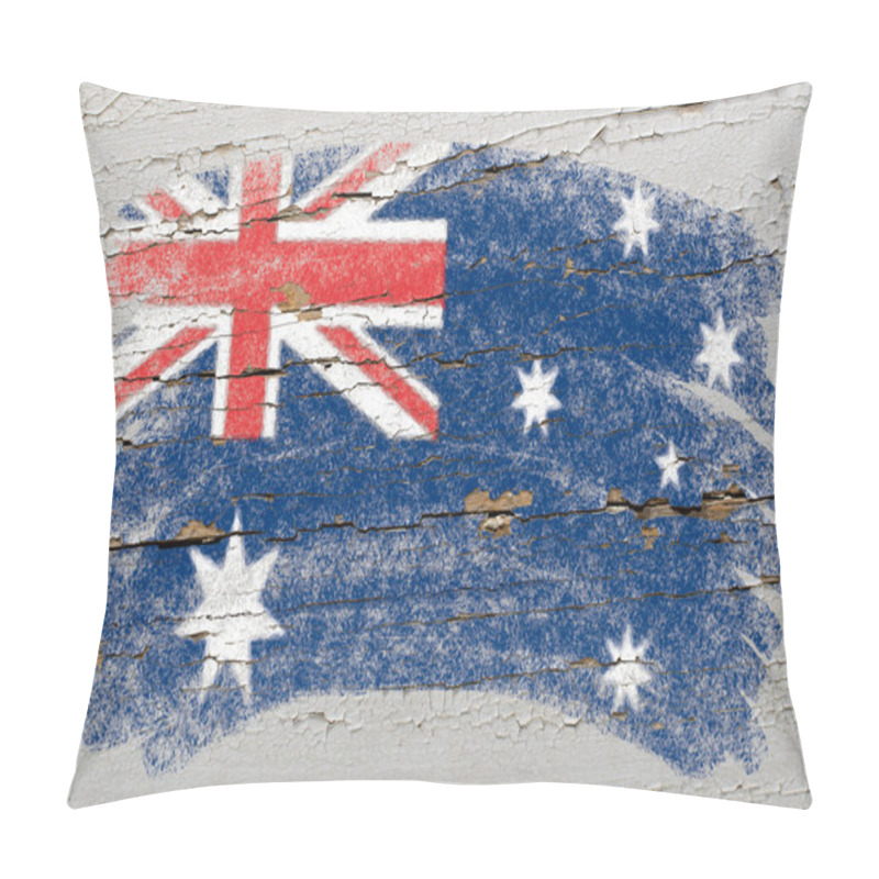 Personality  Flag Of Australia On Grunge Wooden Texture Painted With Chalk Pillow Covers