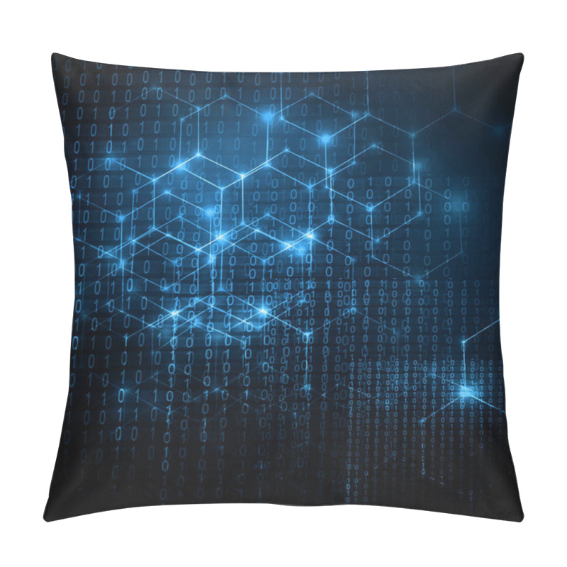 Personality  Abstract Background With Connected Lines And Dots For Your Design. Smooth Lines, Beautifully Intertwined, Shining Dots And Flashes On A Dark Background Pillow Covers