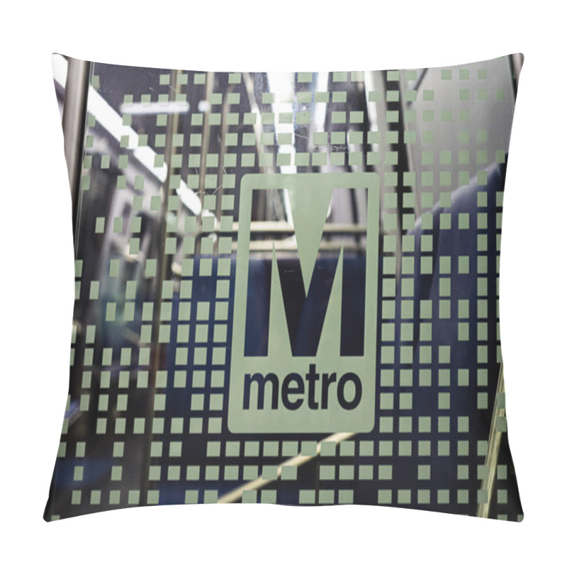 Personality  Washington DC, USA - June 9, 2019: Washington Metropolitan Area Transit Authority WMATA Metro Logo On New 7000 Series Train Pillow Covers