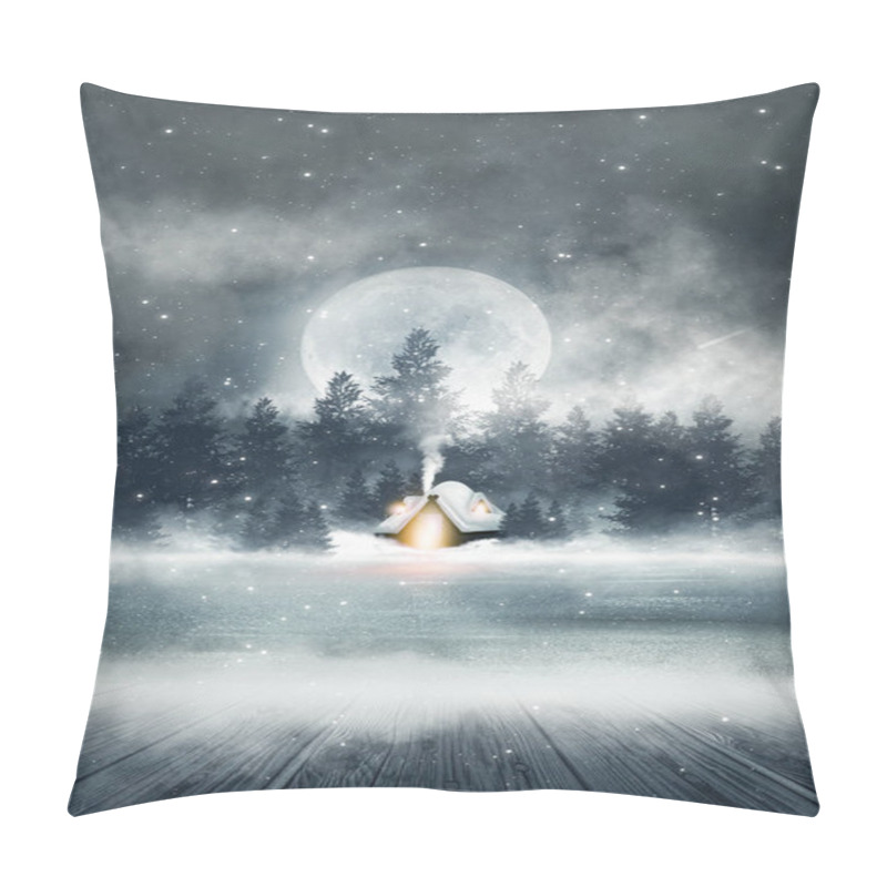 Personality  Abstract Dark Empty Scene. Abstract Night Landscape. Neon Blue Light, Tree Silhouettes, Reflection In The Water, Moonlight Light. Misty Forest, Dark, Smoke, Smog. Night View. Pillow Covers