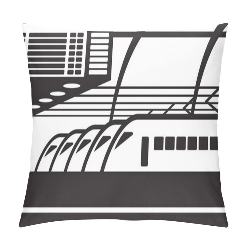 Personality  High Speed Trains On Platform At Railway Station - Vector Illustration Pillow Covers