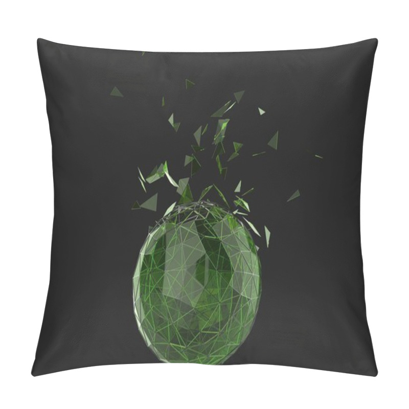 Personality  Green Glass Shattering Low Poly Sphere Pillow Covers