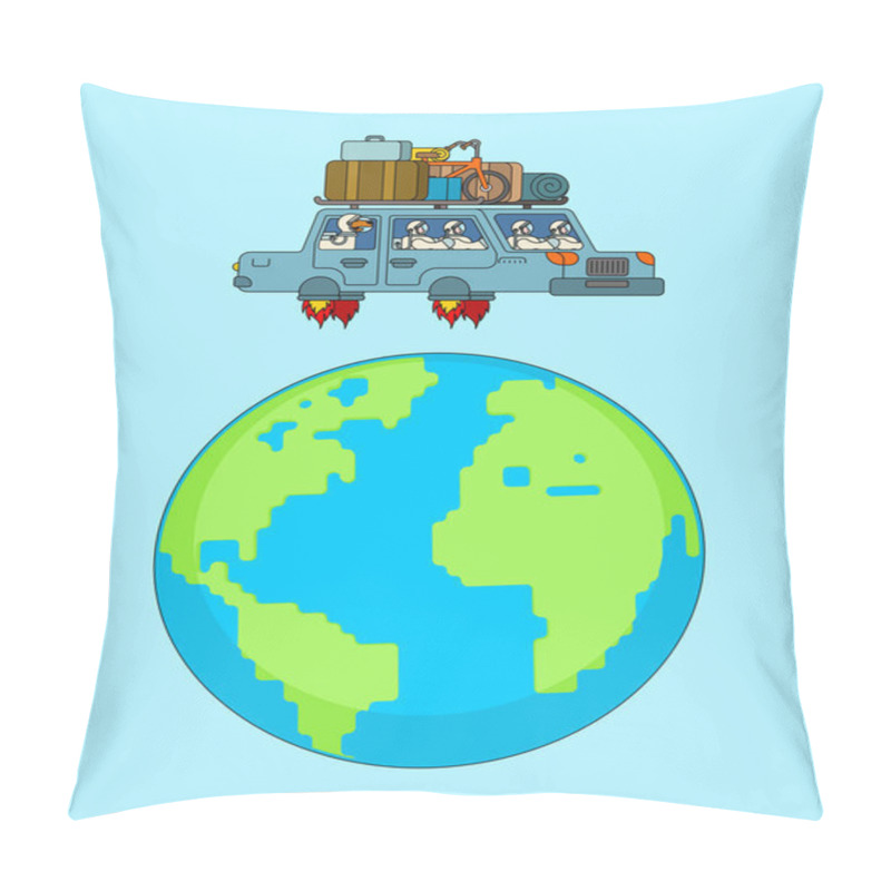 Personality  Space Tourism. Astronaut In Flying Car. Spaceship Auto. Spaceman Pillow Covers