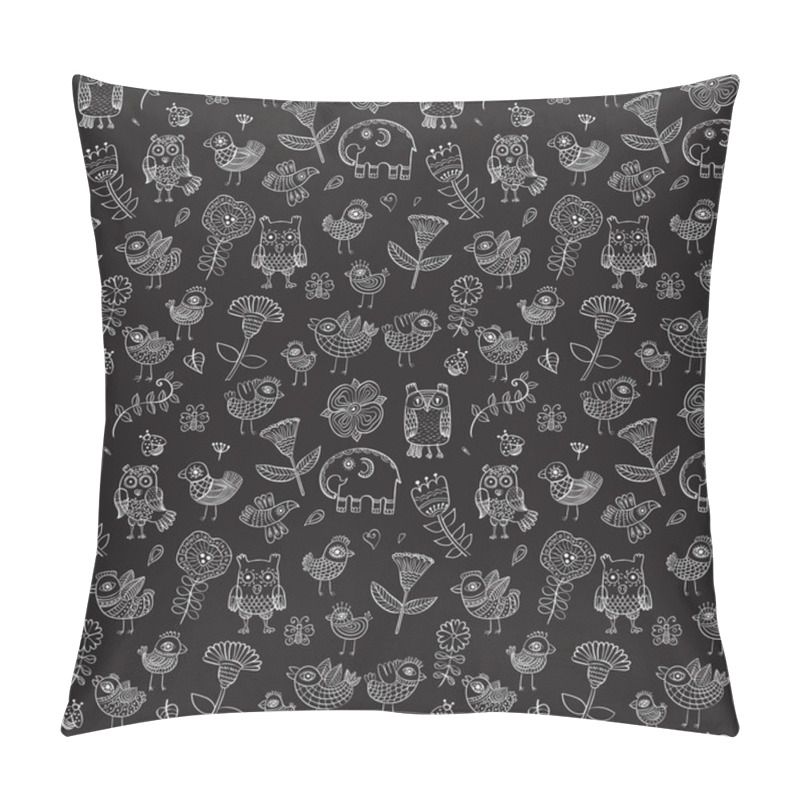 Personality  Birds Owls Elephant Flowers Seamless Pattern Pillow Covers