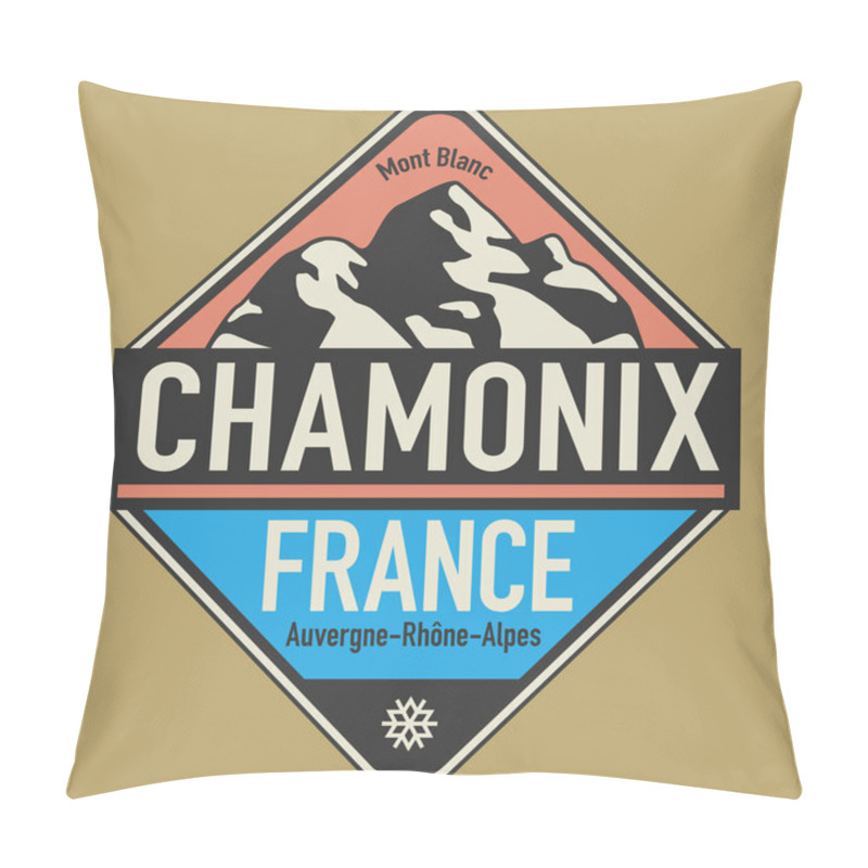 Personality  Abstract Stamp Or Emblem With The Name Of Chamonix, France, Vector Illustration Pillow Covers