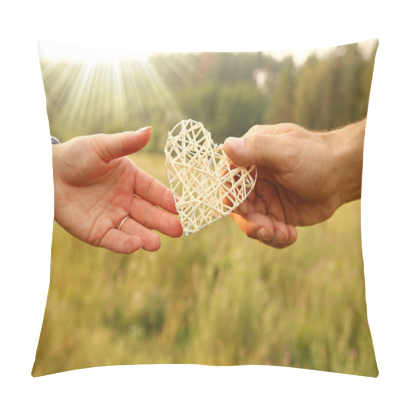 Personality  Two Hands Of Couple With Heart Pillow Covers