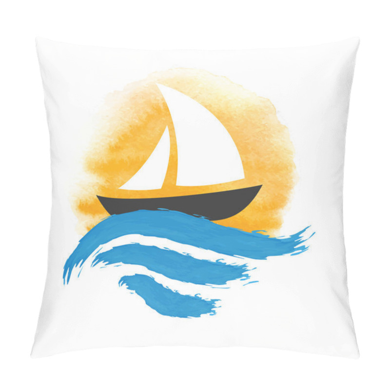 Personality  Sailing Boat On The Water, Vector Logo Pillow Covers