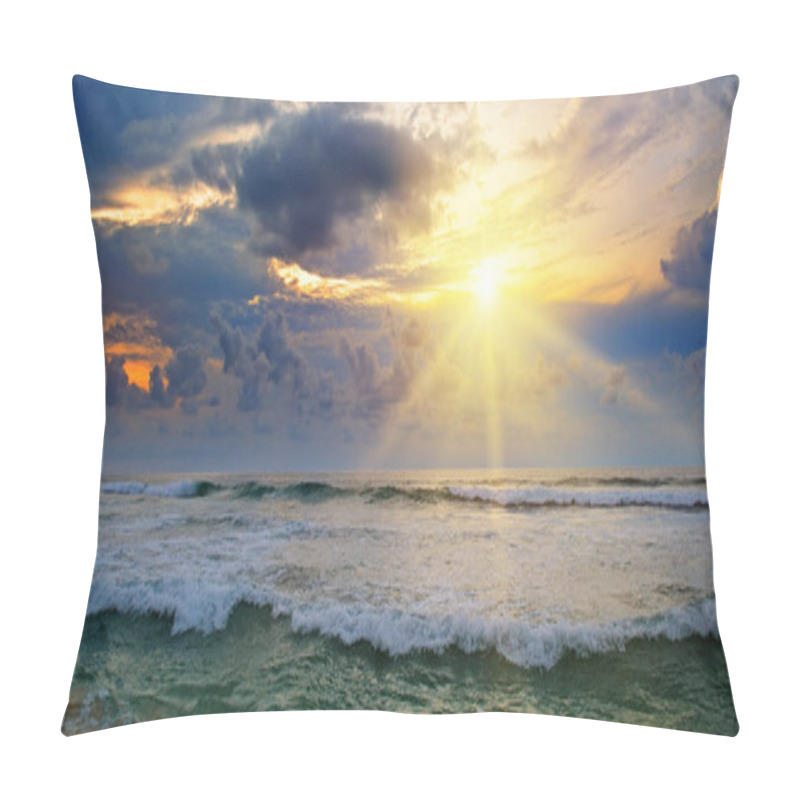 Personality  Beach Of Ocean And Sunrise On Cloudy Sky Pillow Covers