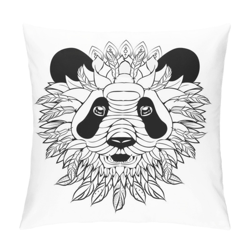 Personality  Zentangle Ornate Panda. Tattoo Sketch Pillow Covers