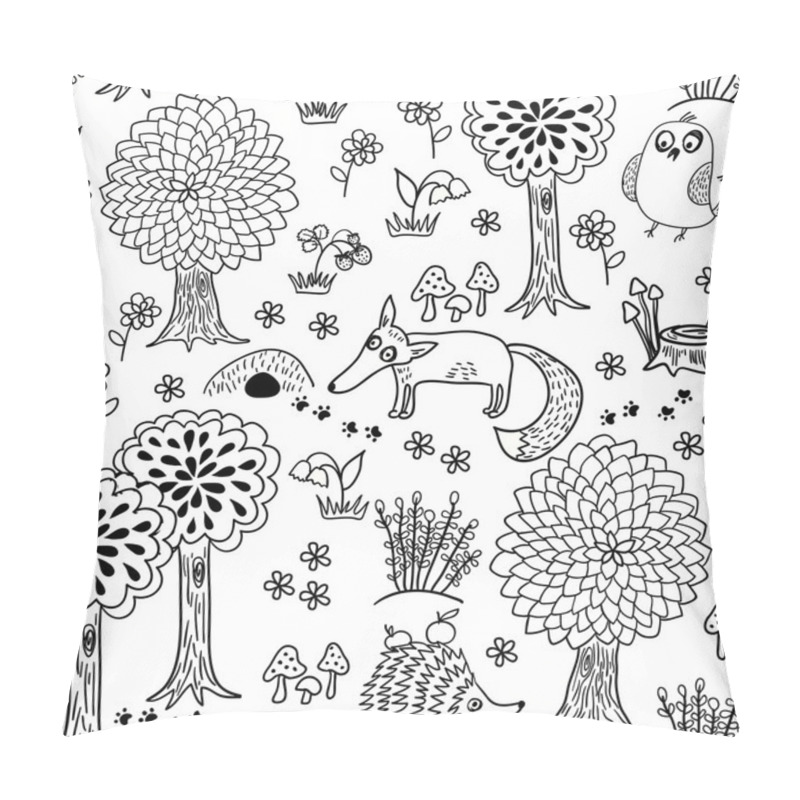 Personality  Cute Doodle Seamless Pattern With Forest Animals Pillow Covers