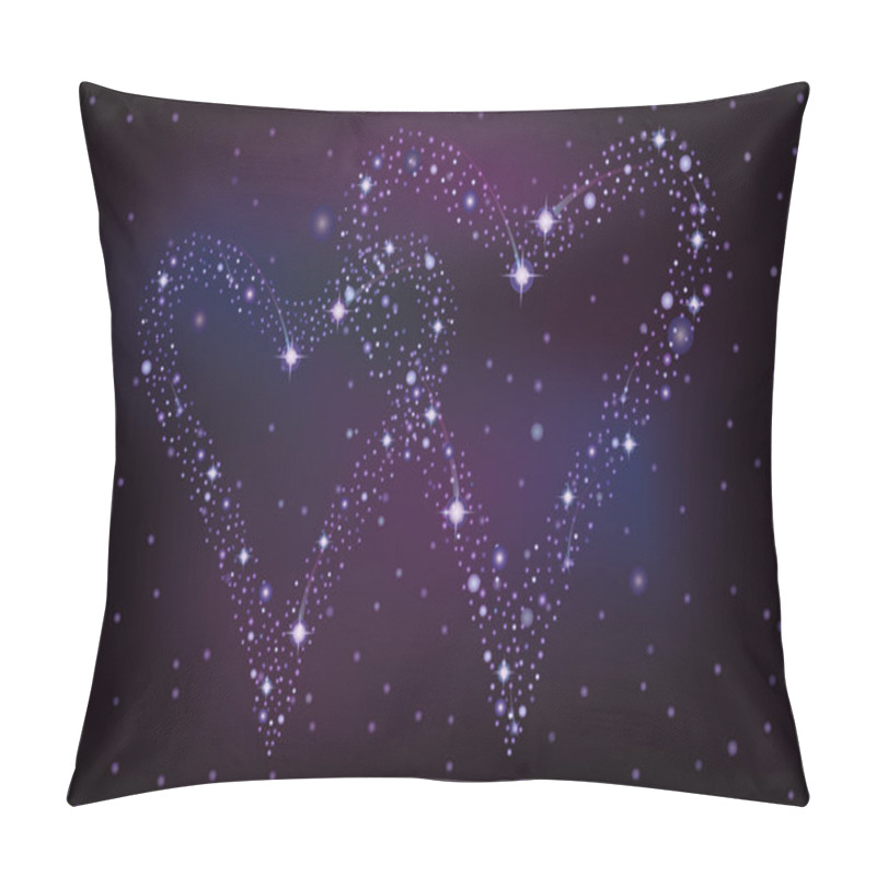 Personality  Night Sky With Two Stars Hearts, Vector Illustration Pillow Covers