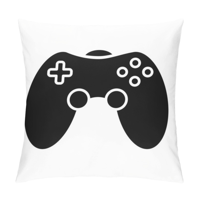 Personality  Game Room Glyph Icon. Gamepad. Video Game Controller. Community Recreation Area. Room For Spending Time With Friends. Joystick. Silhouette Symbol. Negative Space. Vector Isolated Illustration Pillow Covers