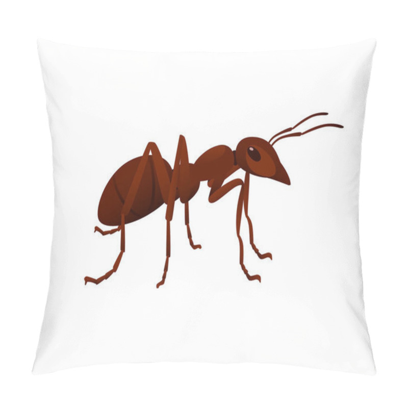 Personality  Cute Brown Ant Looks Around Cartoon Bug Animal Design Vector Illustration Isolated On White Background Pillow Covers