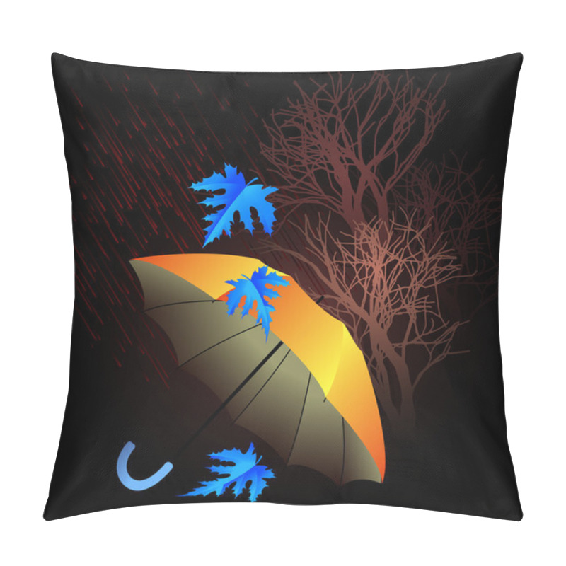 Personality  Umbrella And Rain. Autumn Icon Minimalistic Style Vector Pillow Covers