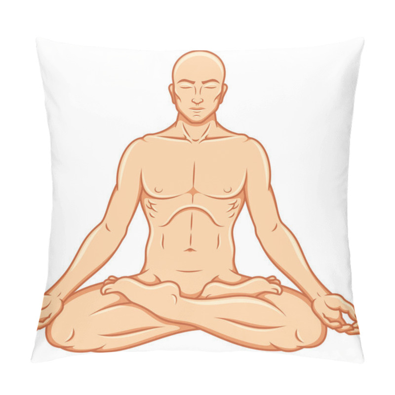 Personality  Vector Design Of Man Meditating In Lotus Flower Position Pillow Covers