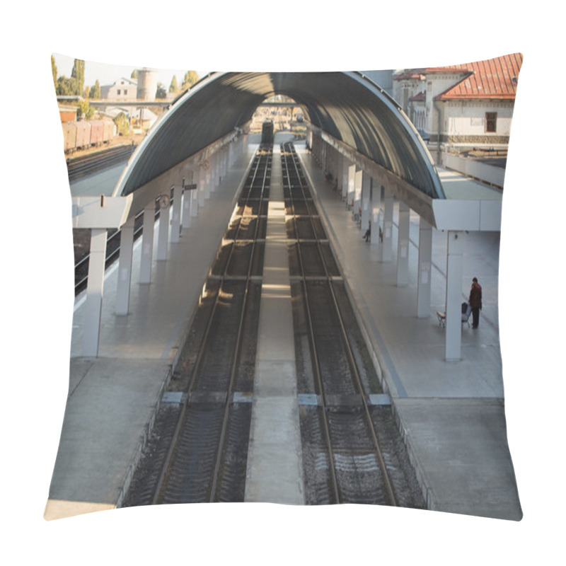 Personality  Railway Station With Modern Platforms In Chisinau Pillow Covers