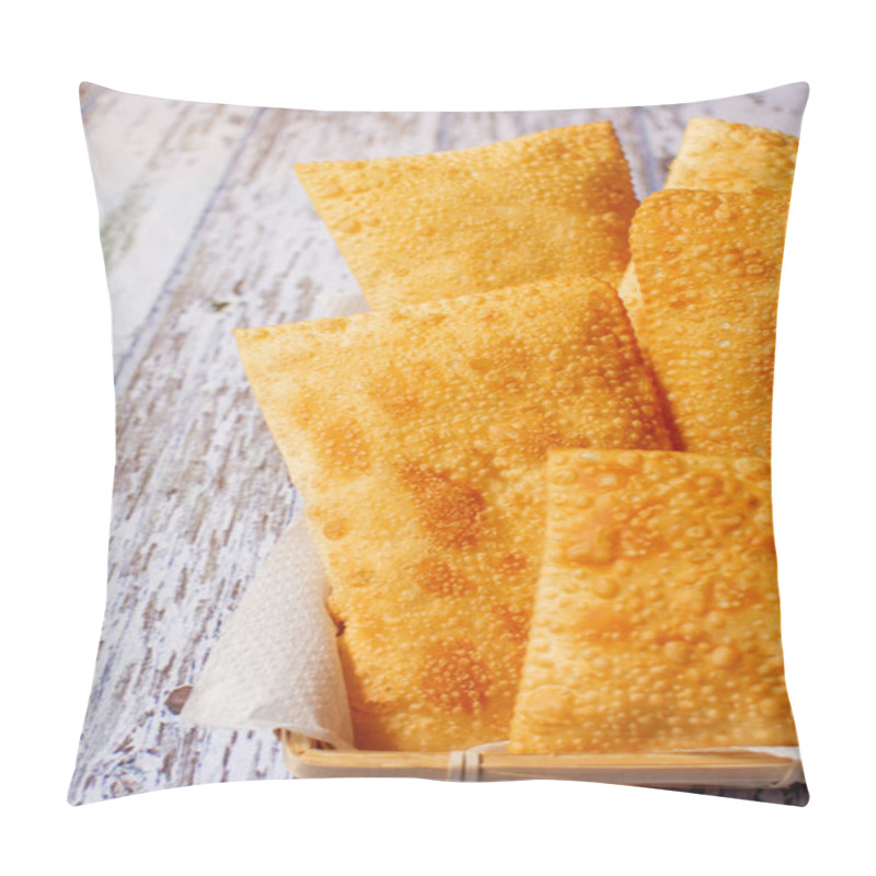 Personality  Brazilian Street Food - Fried Pastels In A Basket (Pastel De Feira), Vertical Photo Pillow Covers