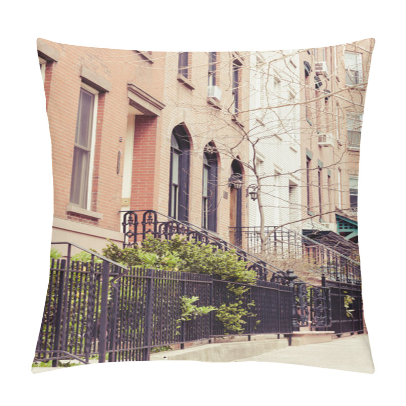 Personality  Hoboken Brownstones In Spring Pillow Covers