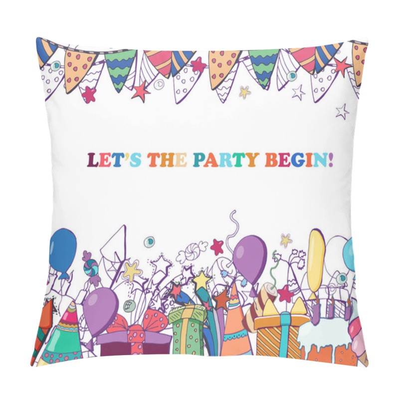 Personality  Vector Template For Birthday Party Greeting Card. Hand Drawn Ill Pillow Covers