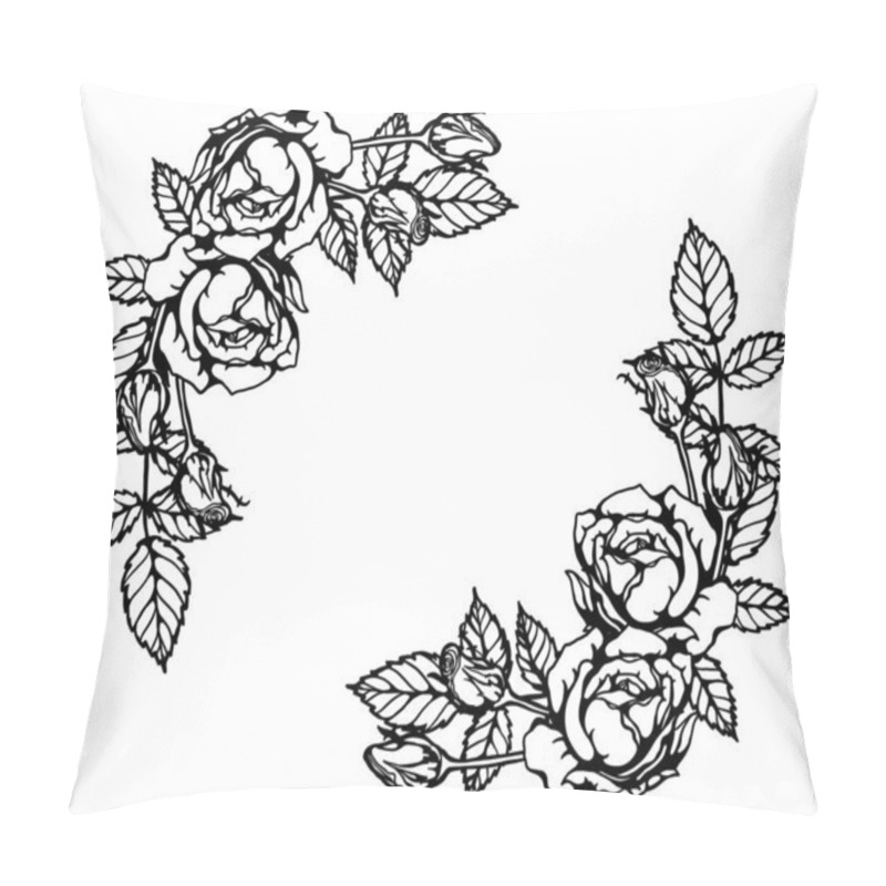 Personality  Rose Vector Set By Hand Drawing.Beautiful Flower On White Background.Rose Art Highly Detailed In Line Art Style Pillow Covers