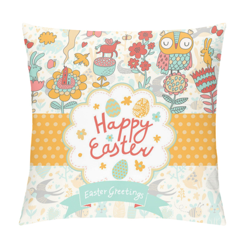 Personality  Happy Easter Cartoon Card Pillow Covers