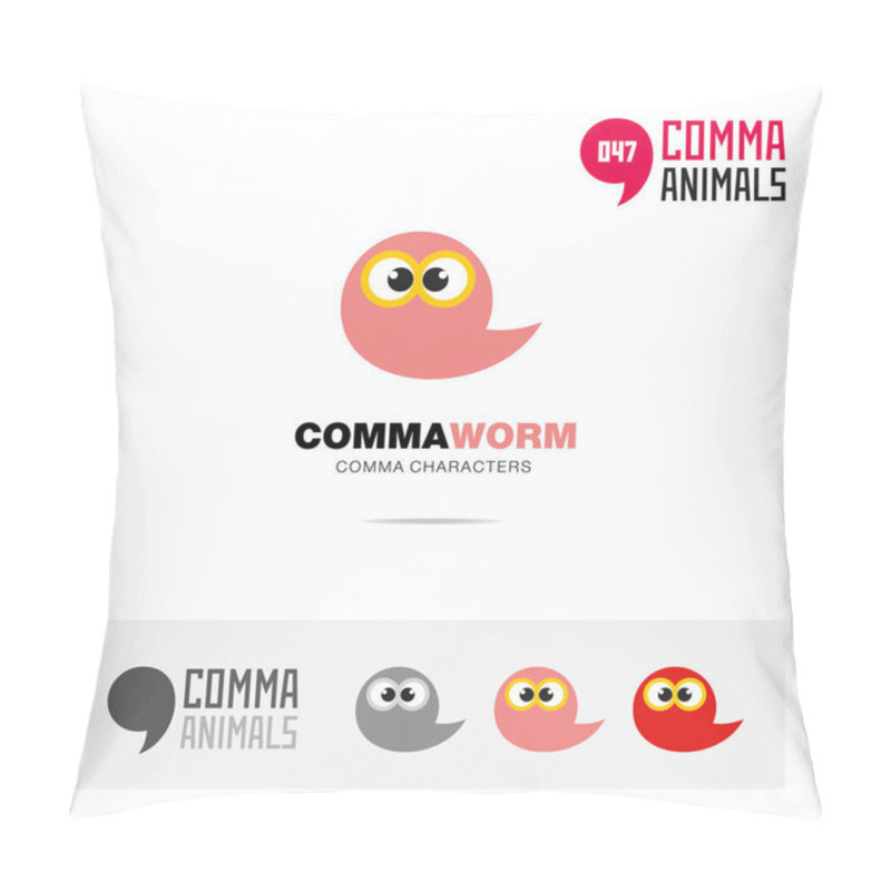 Personality  Worm Animal Concept Icon Set And Modern Brand Identity Logo Template And App Symbol Based On Comma Sign Pillow Covers