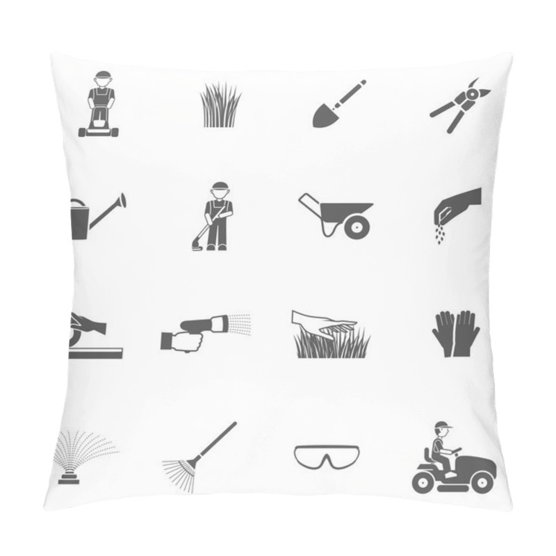 Personality  Lawn Man Icon Set Pillow Covers