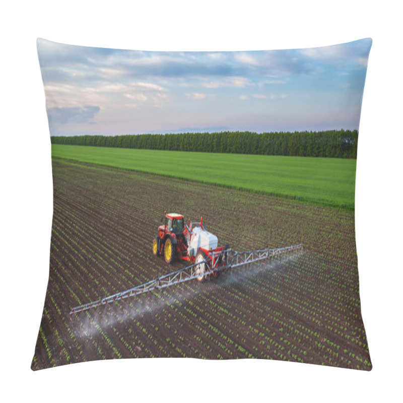 Personality  Tractor Cultivating Field At Spring  Pillow Covers