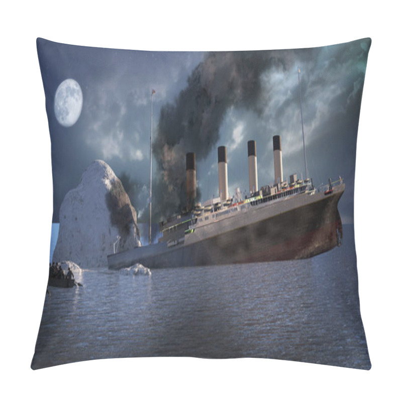 Personality  The Titanic Ocean Liner After It Struck An Iceberg In 1912 Off The Coast Of Newfoundland In The Atlantic Ocean Render 3d Illustration Pillow Covers