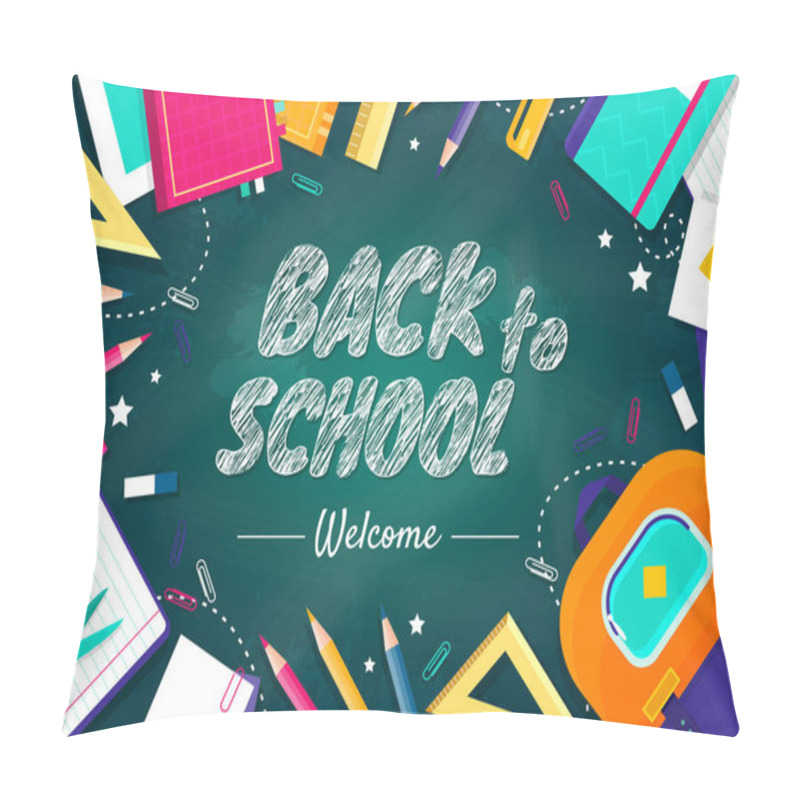 Personality  Back To School Concept With School Items And Elements. Vector Banner Design. Pillow Covers