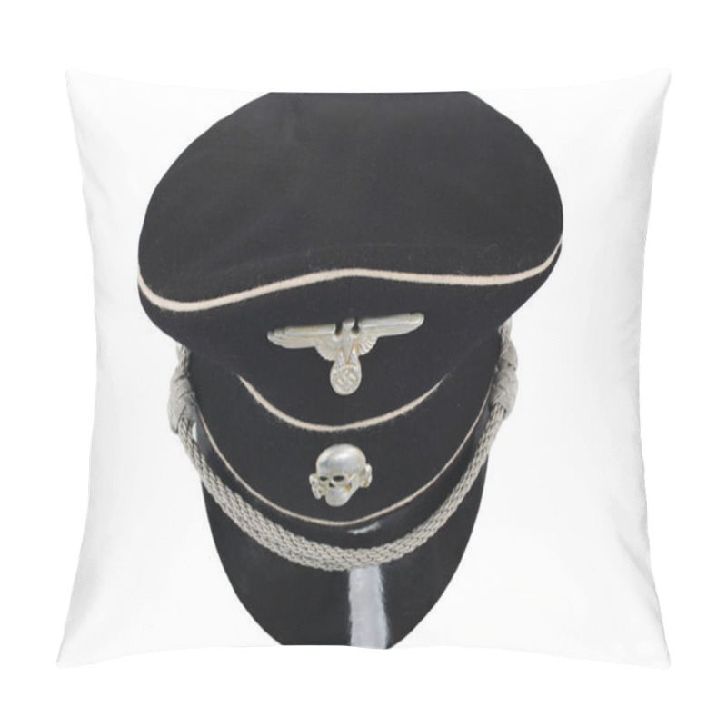 Personality  WW2 German Nazi SS Black Forage Cap - Uniforms 1932-1934 Isolated On White Pillow Covers