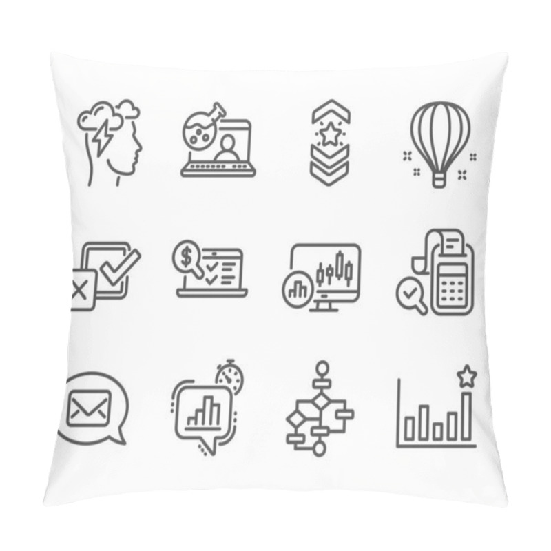 Personality  Set Of Education Icons, Such As Block Diagram, Online Chemistry, Checkbox. Vector Pillow Covers