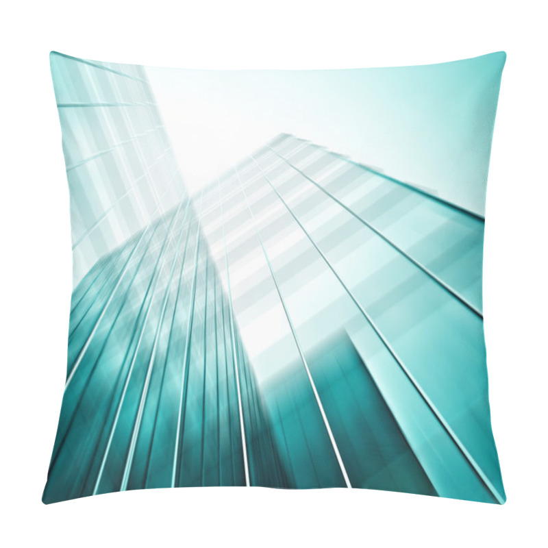 Personality  Panoramic And Perspective Wide Angle View To Steel Blue Backgrou Pillow Covers