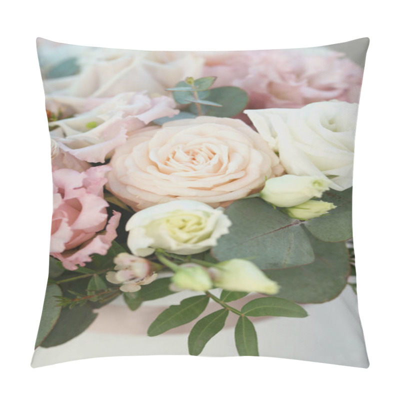 Personality  Amazing Bright Bouquet Of Tender Pastel Roses And Other Flowers Pillow Covers