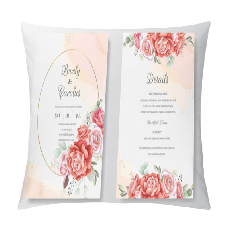 Personality  Beautiful Floral Wreath Wedding Invitation Card Template Pillow Covers