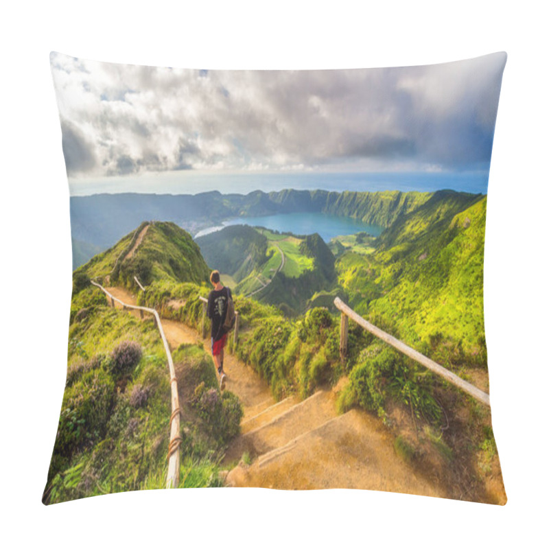 Personality  View Of Sete Cidades Near Miradouro Da Grota Do Inferno Viewpoint, Sao Miguel Island, Azores, Portugal.  Pillow Covers