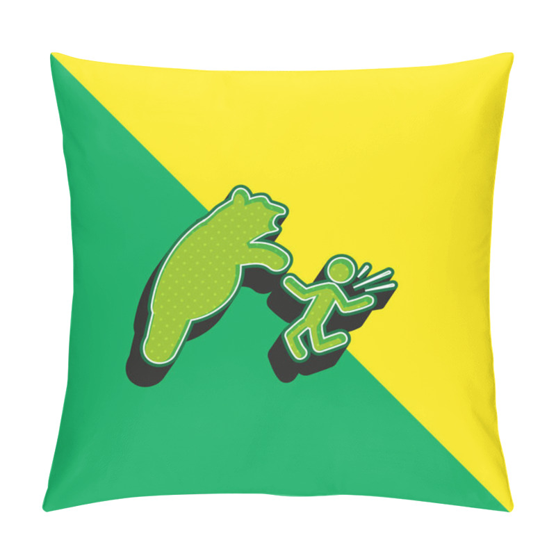 Personality  Bear Attacking Green And Yellow Modern 3d Vector Icon Logo Pillow Covers