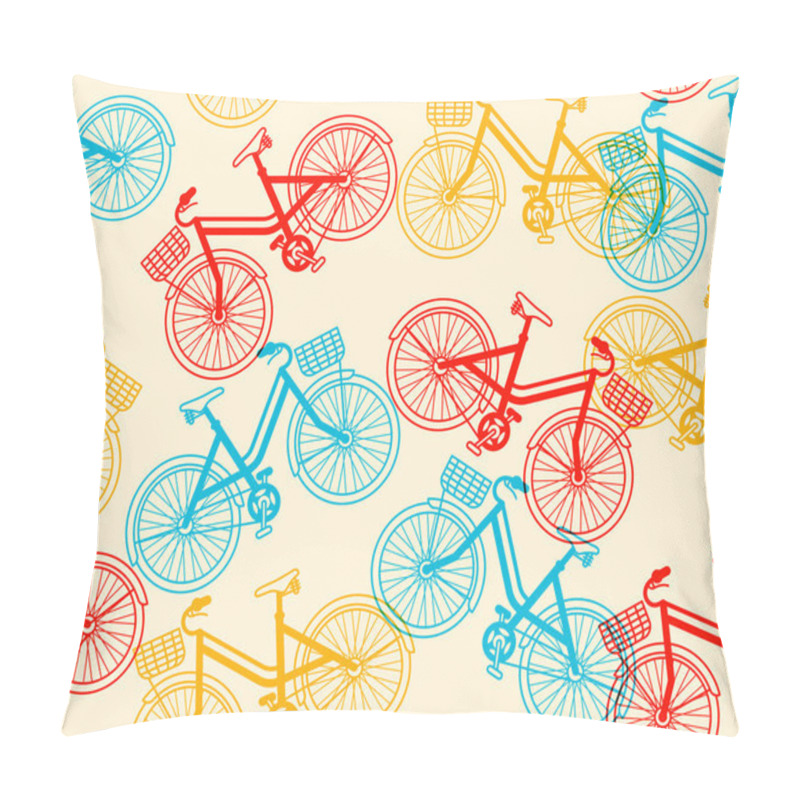 Personality  Seamless Pattern Of Retro Bicycles Pillow Covers